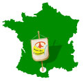 Map of France with flag over Carcassonne